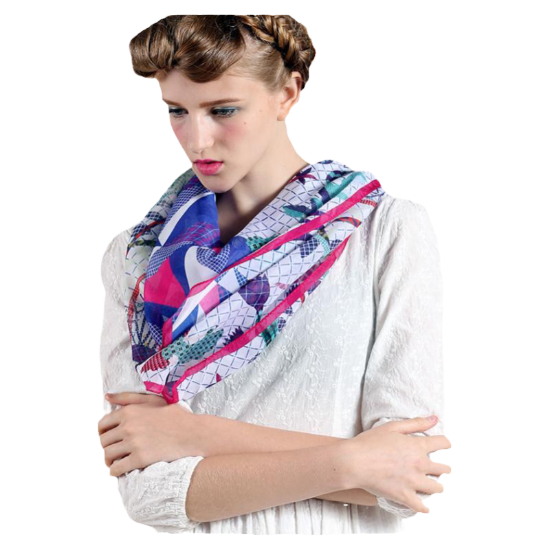 VIESCA真丝雪纺丝巾赫尔辛基地图防晒薄款丝巾