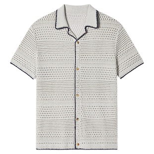 UNICA HOMME/刘宇宁同款 男款无袖针织镂空男士古巴背心短袖衬衫