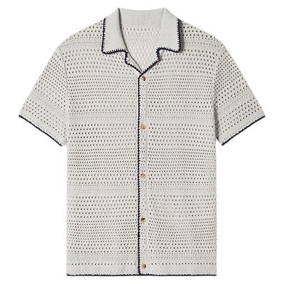 UNICAHOMME/刘宇宁同款 男款无袖针织镂空男士古巴背心短袖衬衫