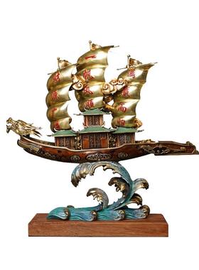 必禧利纯铜一帆风顺摆件办公室