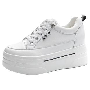 8cm真皮内增高小白鞋女款2026春夏季新款软底休闲鞋百搭厚底女鞋