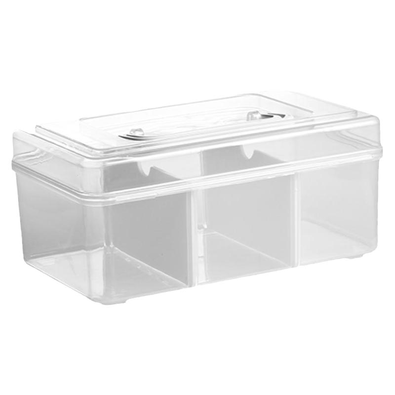 手提药箱塑料透明收纳盒零食整理有盖储物盒子桌面收纳箱小号带盖