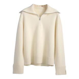 重磅!LP经典Parksville山羊绒套头针织衫女士半拉链毛衣 多用领