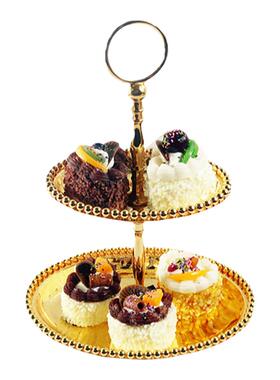 轻奢风镀金双层蛋糕盘陈设小摆件