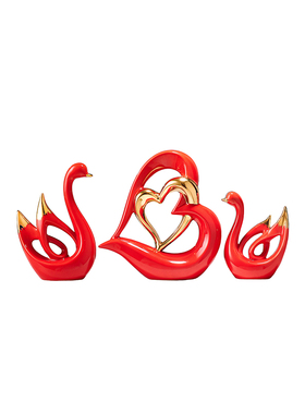 心心相印天鹅摆件高级感乔迁礼物