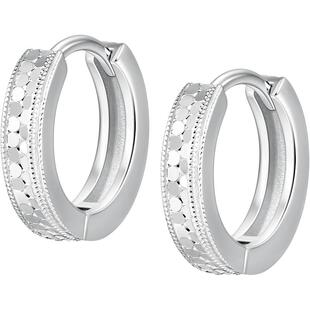 明牌珠宝925银耳环鳞光闪亮时尚银高级感耳饰生日新年礼物送女友