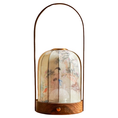 物几原创无事上心头中式胡桃木台灯无线充电仕女图宋代美学氛围灯