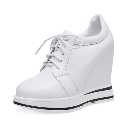 松糕超高跟透气系带显瘦休闲单鞋