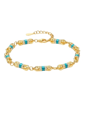 周六福手链女s925银黄金色手饰时尚百搭送女友圣诞礼物