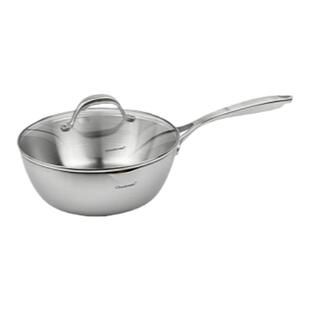 Chockmen卓德铭18/10不锈钢一体单柄薄款雪平锅多用锅单滤嘴24cm