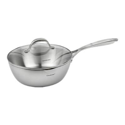 Chockmen卓德铭18/10不锈钢一体单柄薄款雪平锅多用锅单滤嘴24cm