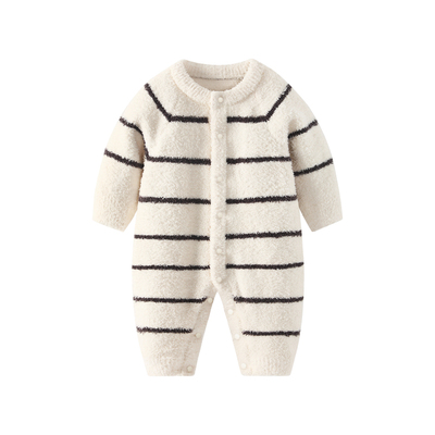 婴儿秋冬连体衣雪尼尔加厚爬爬服