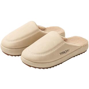 远港高级感皮革拖鞋女2026新款秋冬季室内保暖防滑家居加绒棉拖鞋