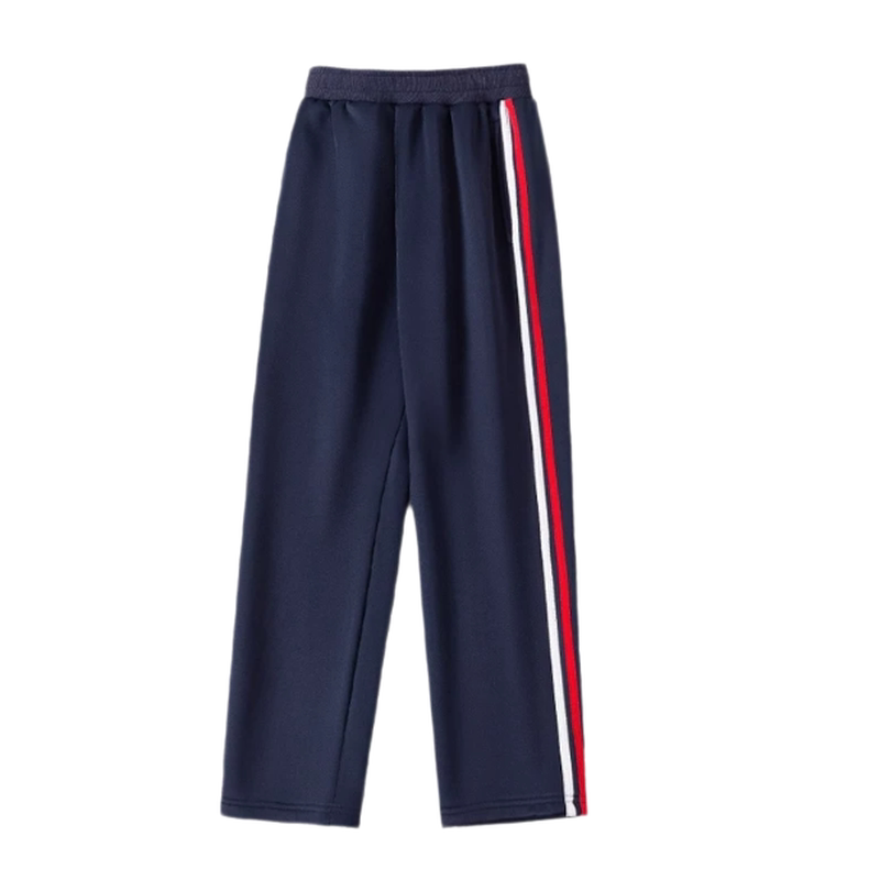 藏青红白杠春秋直筒校服裤