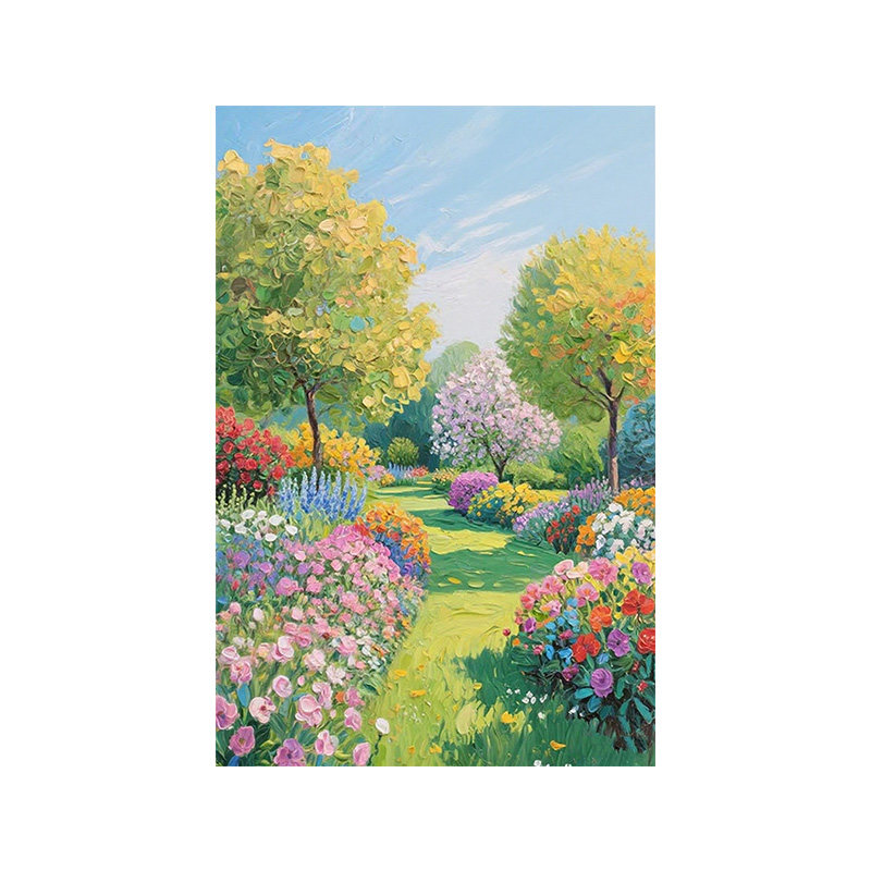 莫奈花园客厅装饰画法式奶油风