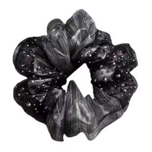 妈妈发圈满天星头饰法式双层水钻欧根纱甜美气质头花扎头发头绳女