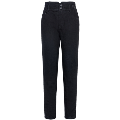 XG雪歌黑色高腰厚款修身牛仔裤时尚冬季新款通勤简约直筒长裤女装