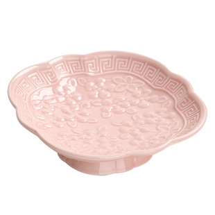 中式复古禅意茶点盘陶瓷高脚盘高足盘点心盘糕点盘日式佛手柑托盘