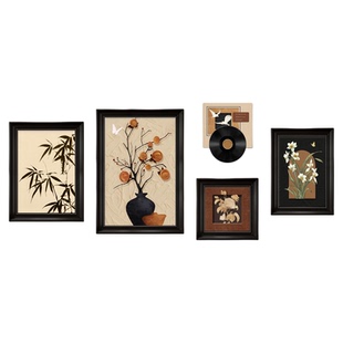 中古风挂画柿柿如意客厅画沙发背景墙装饰画法式复古油画餐厅壁画