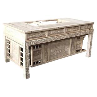 老榆木茶桌椅组合白茬办公室实木茶台白胚白坯仿古功夫茶桌茶道桌