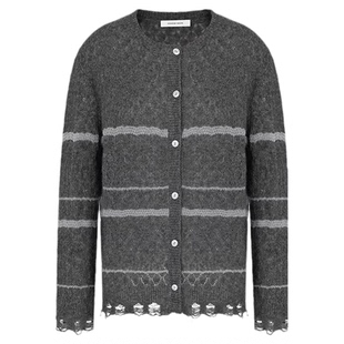 concise-white/简白26春夏新款女士镂空条纹针织开衫银泰 301257