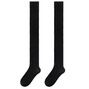 过膝长筒袜女秋冬加长保暖jk黑色显瘦护膝防下滑高筒大腿袜子冬天