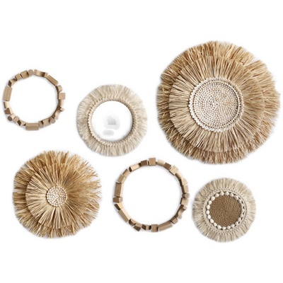 店铺装饰壁饰圆形编织镜子