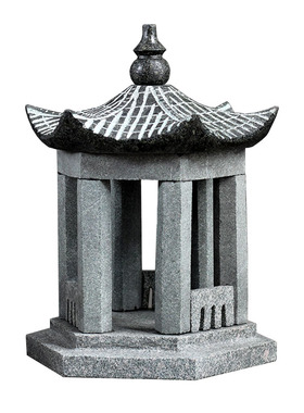 景观青石六角亭鱼缸假山造景创意