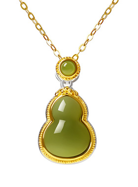 宫里上新天然和田玉葫芦项链