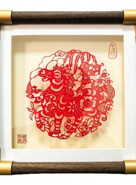 中国风剪纸福字十二生肖摆件