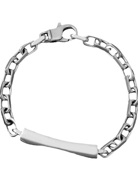 可刻字光面银牌太角纯银手链欧美