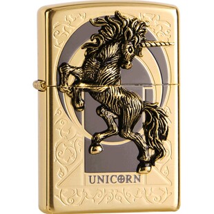 zippo打火机金色独角兽正版zppo正品zipoo芝宝原装防风男煤油zoop