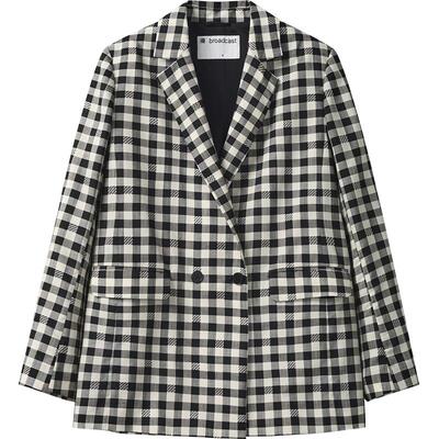 播商场同款棋盘格正肩西装外套女24秋简约气质上衣BDR3XD1883