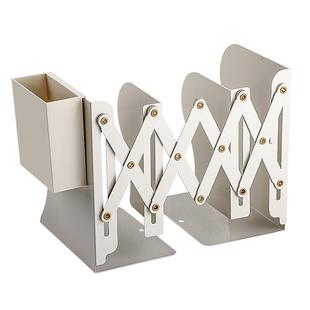 可伸缩书立带笔筒书架一体桌面书本折叠固定书本收纳架挡板书夹立架学生用桌上高中生收缩立书架创意放书神器