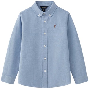 POLOWALK童装男女童白衬衫春秋季新款保罗儿童学院风长袖打底衬衣