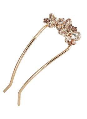 新中式水晶花U型发簪汉服盘发