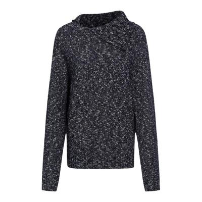 花纱不对称领宽松套头针织衫