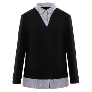 衣研堂咖啡店工作服蛋糕奶茶店西餐厅餐饮服务员长袖假两件秋冬季