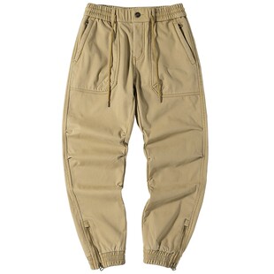 工装裤子男士休闲裤冬季大码宽松束脚裤加绒加厚多口袋松紧裤子潮