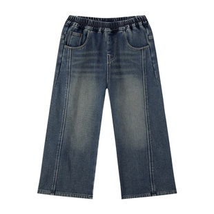 左西女童加绒牛仔裤秋冬款保暖2025新款中大童直筒裤儿童冬装裤子