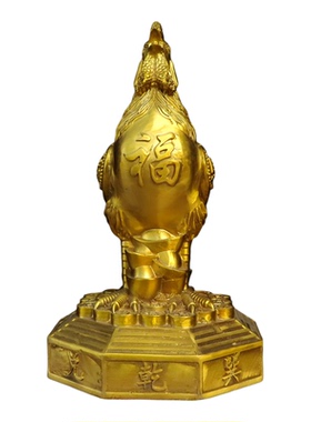 纯铜财福公鸡八卦座生肖鸡化桃花