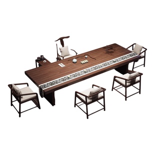 新中式纯实木大板茶桌椅2025新款高端办公室接待客厅家用轻奢茶台