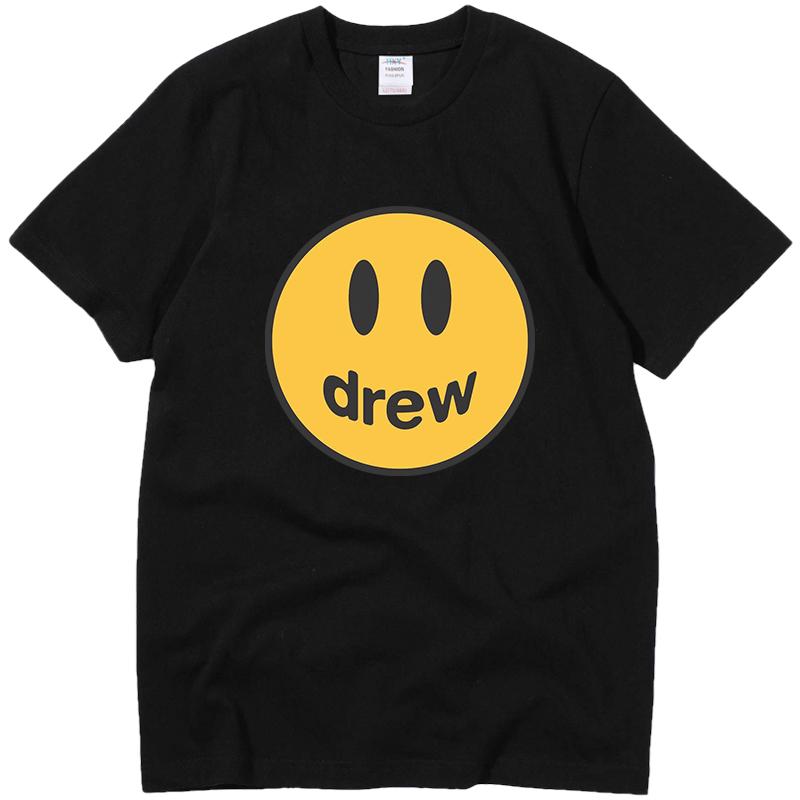贾斯汀比伯笑脸drew同款男童短袖2025新款夏潮牌儿童宝宝纯棉T恤