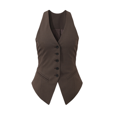 SINGLE MOMENT 25SS秋季新款法式v领无袖设计感休闲修身马甲套装