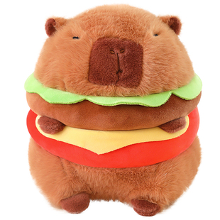 可爱卡皮巴拉公仔汉堡水豚鼠玩偶抱枕毛绒玩具娃娃男女孩生日礼物