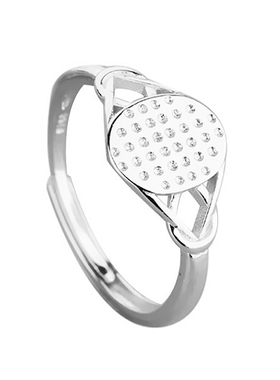 镶嵌蜜蜡翡翠玉石随形貔貅银戒托