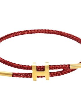 新款钢丝编织绳手链绳穿串3D珠长度可调节男女手绳情侣本命年红绳