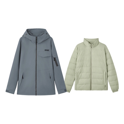 Skechers斯凯奇冬季男款休闲运动羽绒服两件套 L424M033/0403