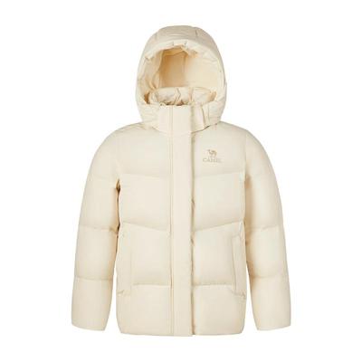 骆驼女装三防羽绒服2025冬季新款杏色户外保暖面包服轻薄短款外套