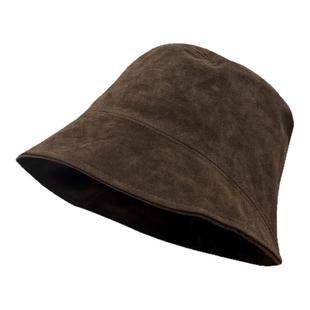 秋冬季帽子女款2025新款麂皮绒大头围显脸小渔夫帽防寒保暖水桶帽